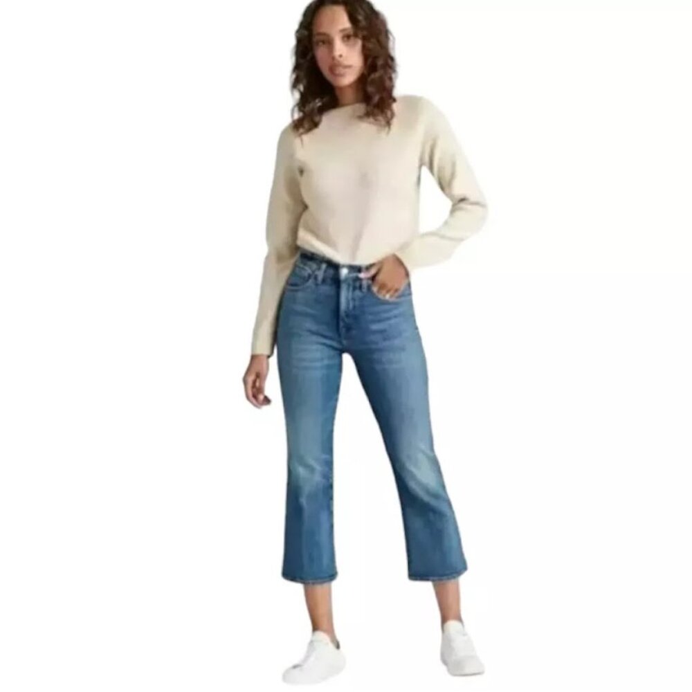 LUCKY BRAND Easy Rider Crop Jeans, Light Blue Cotton Denim Cropped Boho, 8/29